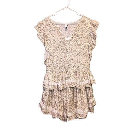 Sokoe Collective Dresses & Skirts - Women's Sokoe Collective White Yellow Floral Ruffle Cottagecore Prairie Dress M